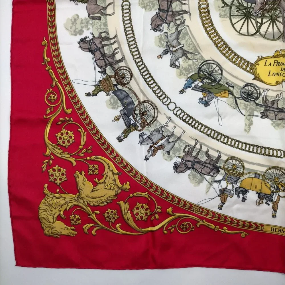 Hermes scarf Carre 90 Reds Silk100% Ledoux - Picture 6 of 11